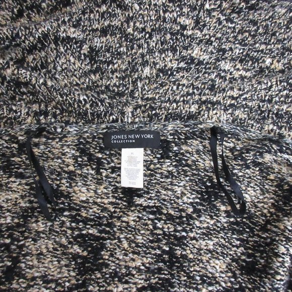 Jones New York Collection Open Cardigan Sweater Sz XL Black Textured Curved Hem - Picture 9 of 10